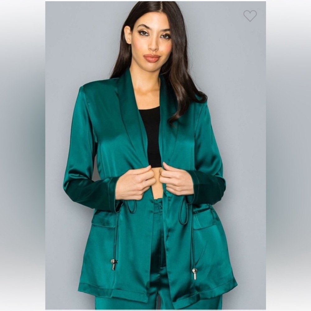 Green Satin Suit NWT